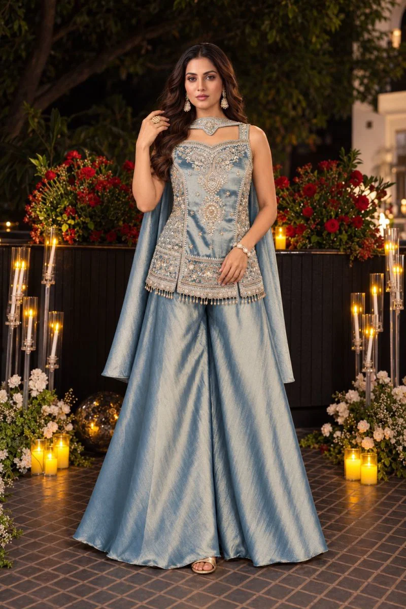 Kanjivaram By Aurraa Premium Silk Beads Work Indo Western 